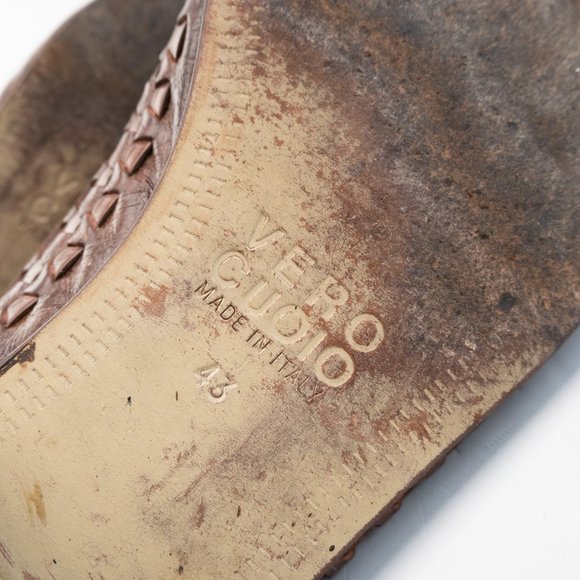 BRECOS Made in Italy Cognac brown woven leather oxfords dress shoe size 43 - Picture 9 of 11